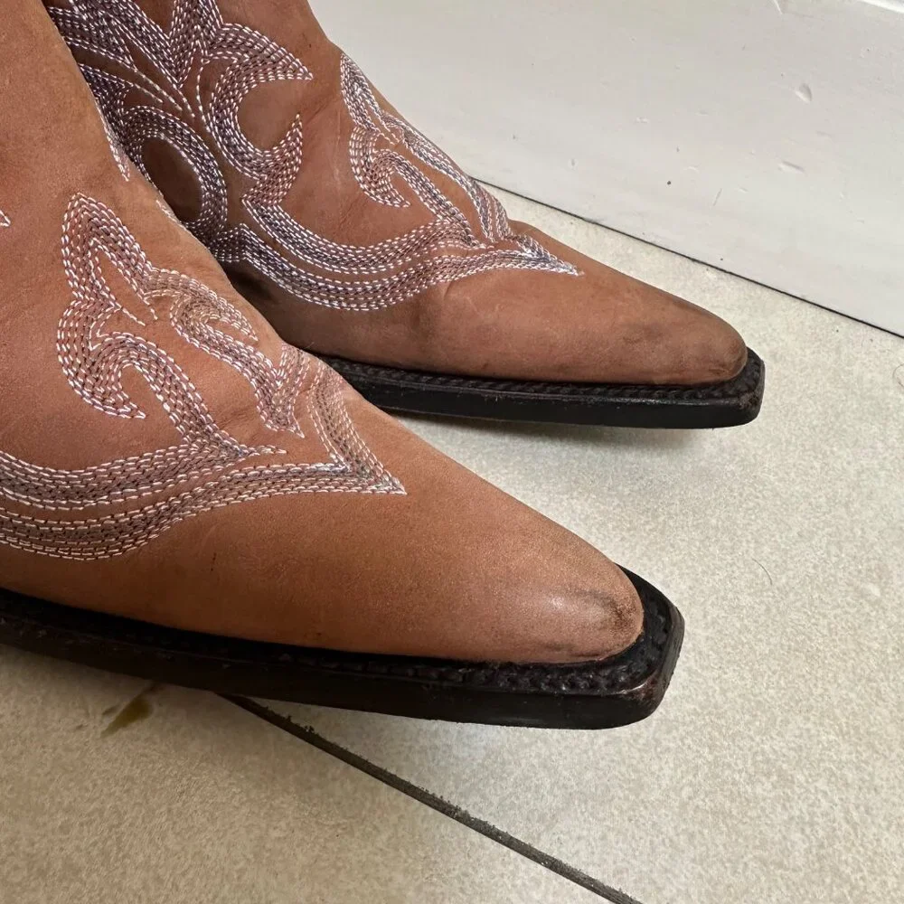 Lane by Anna Harris Brown Rodeo Cowgirl Leather Boots Size 7 - Picture 4 of 14